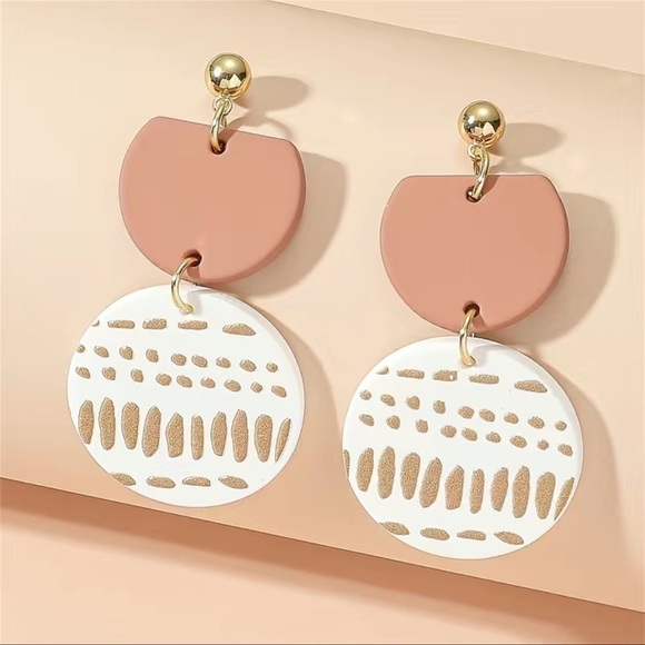 Jewelry - Ripple Print Round Dangle Earrings Acrylic